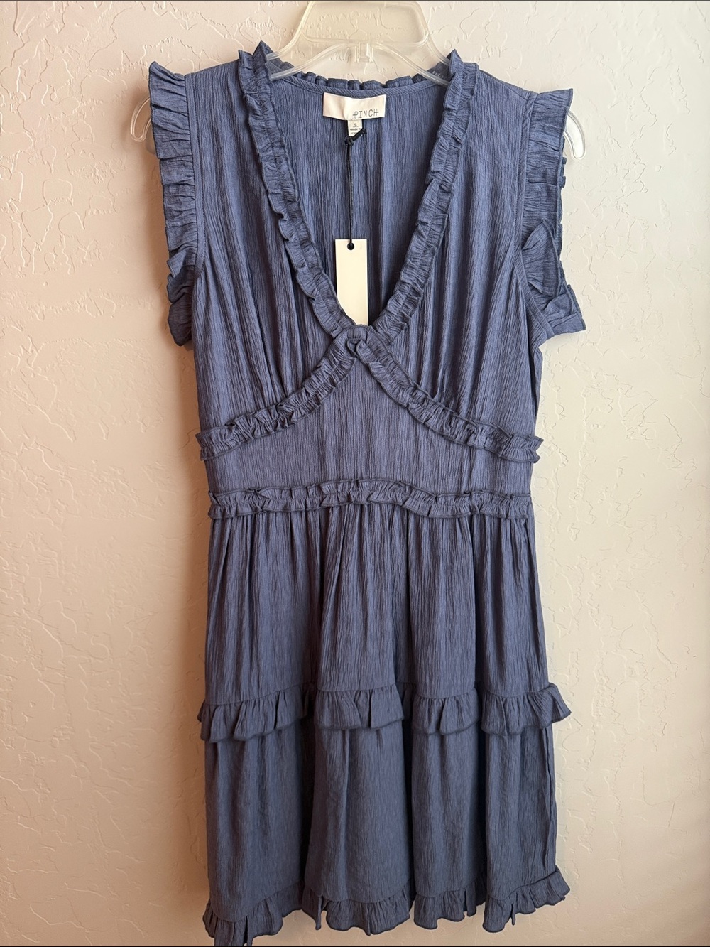 Pinch Dusty Navy Ruffle Tiered Mini Dress